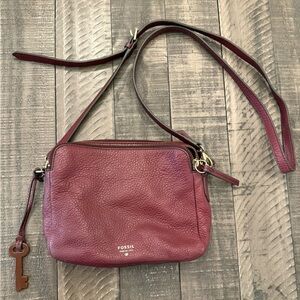 Fossil Women's Sydney Leather Maroon Crossbody Bag